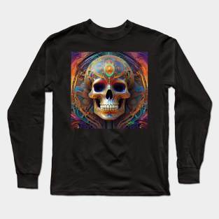 Cosmic Psychedelic Skull - Trippy Patterns 106 Long Sleeve T-Shirt